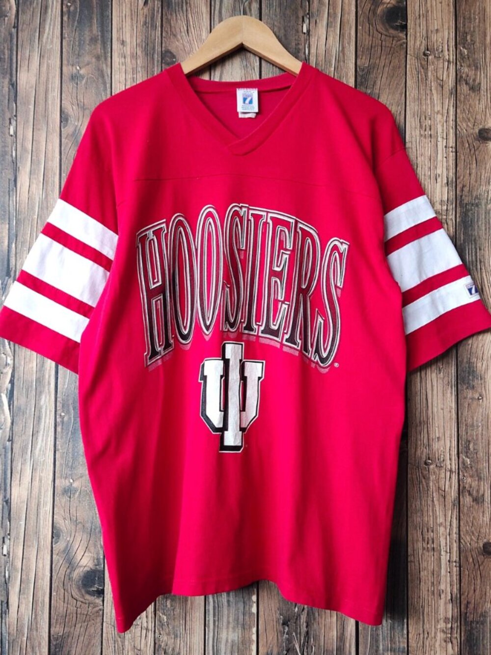 RARE Vintage 80s Distressed Indiana Hoosiers Football by Logo 7 T-Shirt Indiana